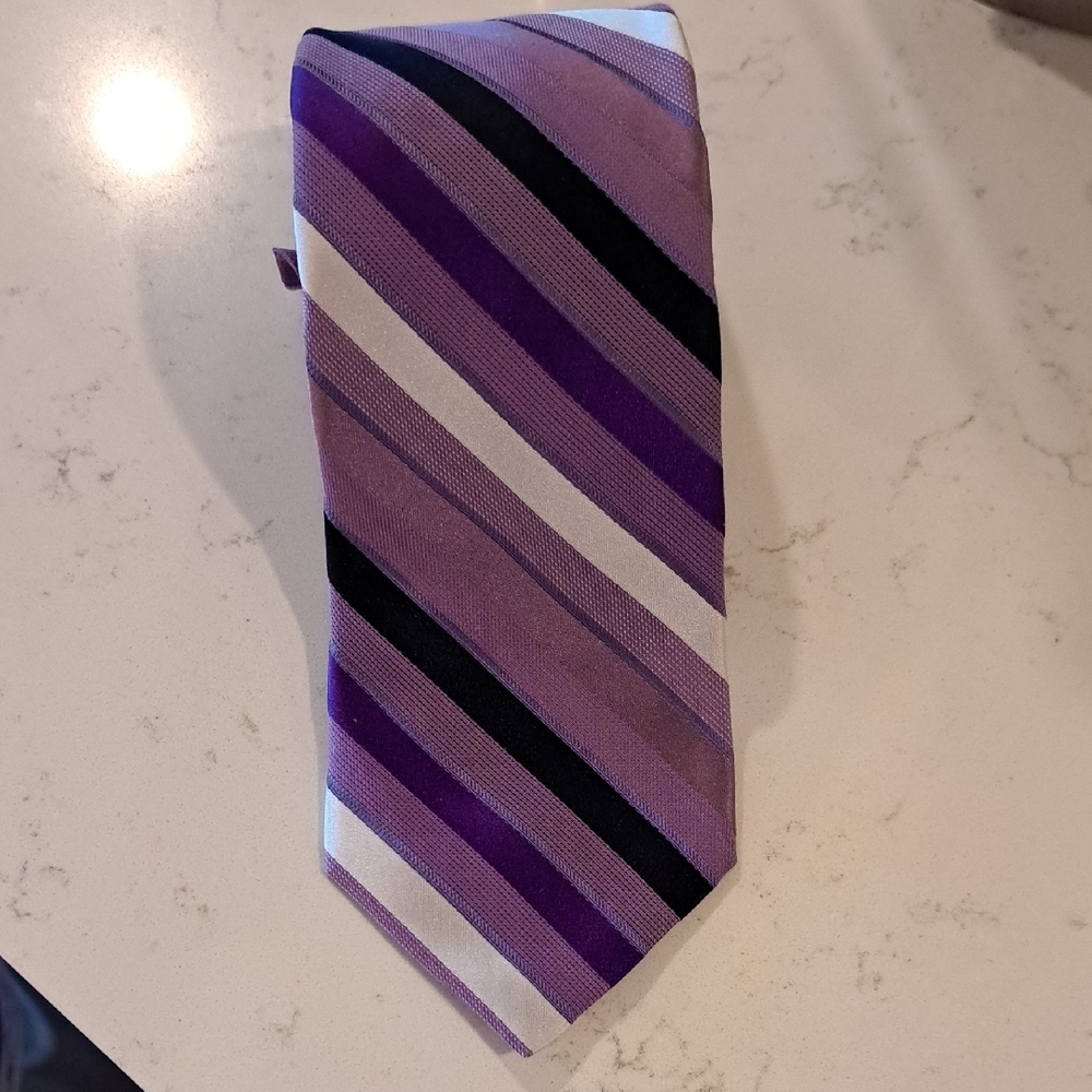 Murano Purple and Black Striped Tie Elegant Accessory